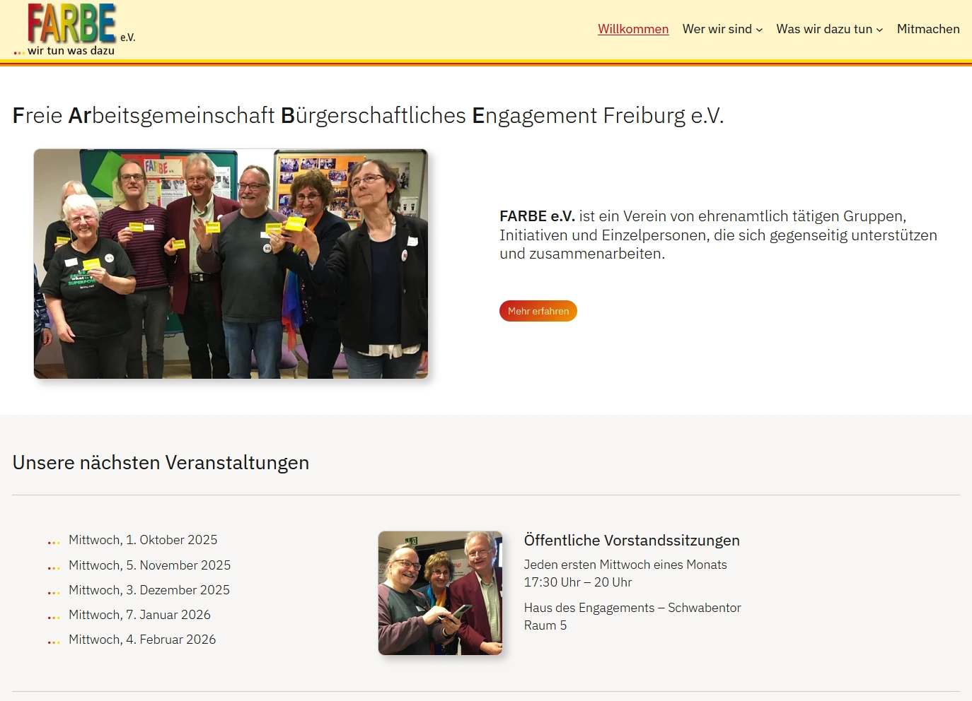 Auszug aus der Startseite