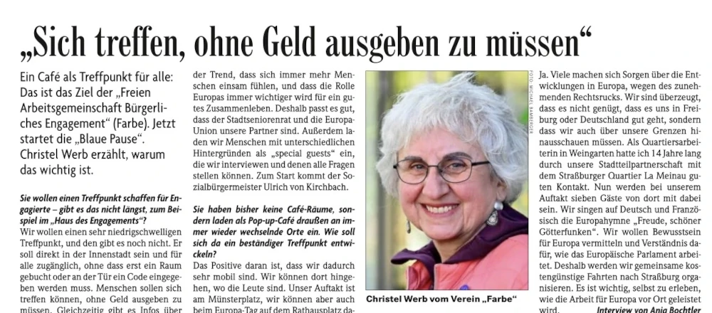 Badische Zeitung: „Sich treffen ohne Geld ausgeben zu müssen“