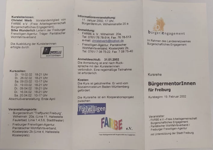 Flyer: Kursreihe BürgermentorInnen für Freiburg