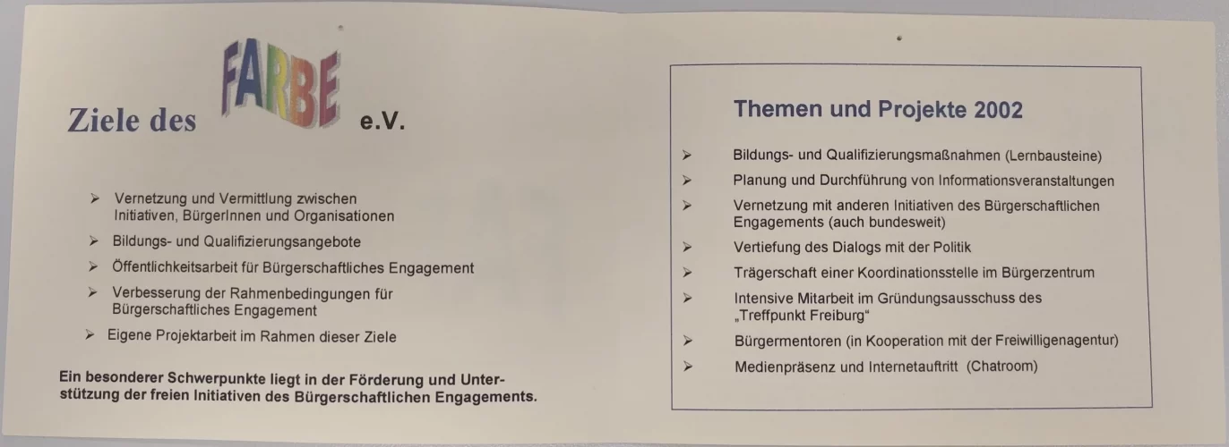 Alter FARBE Flyer 2002