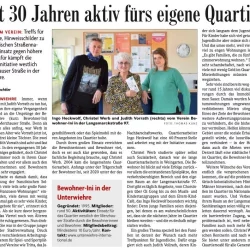 Artikel der Badischen Zeitung vom 18.11.25: "Seit 30 Jahren ist die Bewohner-Ini aktiv fürs eigene Quartier"